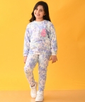 Tie Dye Ecru Melange Terry Sweatshirt Jogger Set D - Ecru