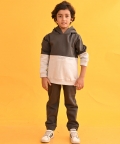 Block Fleece Boys Hoodie Dark Grey Jogger Set