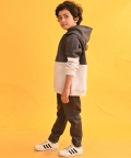 Block Fleece Boys Hoodie Dark Grey Jogger Set