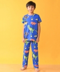 Dinosaur Blue Short Sleeve Pyjama Set - Blue