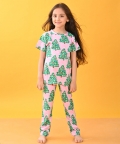 Christmas Tree Pink Short Sleveve Pyjama Set - Pink