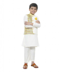Multicolor Lace Work Jacket With Kurta And Pyjama