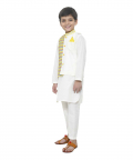 Multicolor Lace Work Jacket With Kurta And Pyjama