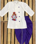 Ganesha Embroidred Kurta And Dhoti