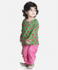 Hathi Print Infant Cotton Dhoti kurta-Green