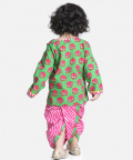 Hathi Print Infant Cotton Dhoti kurta-Green