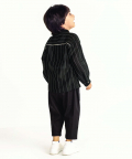 Band Collar Chanderi Shirt Co-ord Black 
