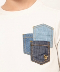 Kids Boys Off White Knitted Cotton T-Shirt For Kids Boys