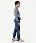 One Friday Blue Solid Regular Trouser For Kids Boys