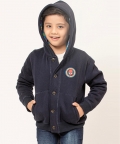 One Friday Navy Blue Marvel Solid Hoodies For Kids Boys