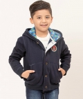One Friday Navy Blue Marvel Solid Hoodies For Kids Boys