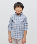 Formal Printed Blue Shirt