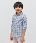 Formal Printed Blue Shirt