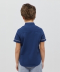 Chinese Collar Blue Shirt
