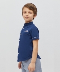 Chinese Collar Blue Shirt