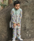 Tropical Print Kurta And Pants, Bandi Set