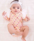 Ruffle Full Sleeve Bodysuit - Indian Flora White