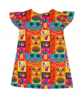 A-Line Short Dress- Fruit Grid