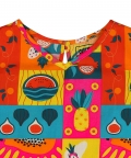 A-Line Short Dress- Fruit Grid