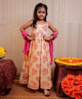 Yellow Full Length Block Printed Kurta With Dupatta