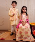 Yellow Full Length Block Printed Kurta With Dupatta