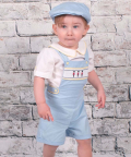 Blue & White Dungaree Set