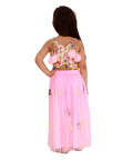 Pink Pom Pom Style Lehenga Set With Patches