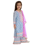 Blue Mal Kurta Set With Pom Poms