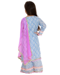 Blue Mal Kurta Set With Pom Poms