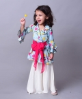 Sky Bloom Collar Kurta Sharara