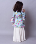 Sky Bloom Collar Kurta Sharara