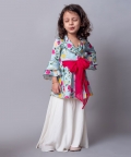 Sky Bloom Collar Kurta Sharara