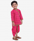 Cotton Full Sleeve Kedia Angrakha Dhoti for Boys-Pink