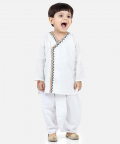 Attached Jacket Dhoti Kurta For Boys-White