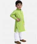 Stand Collar Cotton Kurta pajama-Green