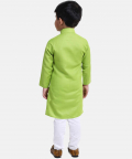 Stand Collar Cotton Kurta pajama-Green