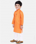 Stand Collar Cotton Kurta pajama-Orange