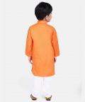 Stand Collar Cotton Kurta pajama-Orange