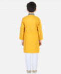 Printed Attached Jacket Cotton Kurta Pajama for Boys-Gray