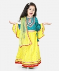 Printed Cotton Frill Sleeves Top With Lehenga