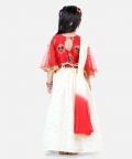 Jacquard Flared Sleeve Top & Silk Lehenga & Dupatta