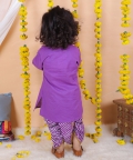 Front Open Cotton Full Sleeve Kurta with Dhoti- Purple