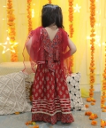 Pure Cotton Printed Ruffle Top Lehenga with Dupatta- Red