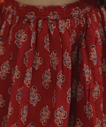 Pure Cotton Printed Ruffle Top Lehenga with Dupatta- Red
