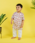 Block Printed Muslin Jaal Printed Kurta Set