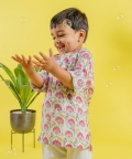 Block Printed Muslin Jaal Printed Kurta Set