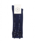 Navy Blue Long Sequin Bow Sock