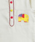 Beige Elephant Motif Kurta With Blue Pants