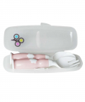 Zoli Ergonomic Fork & Spoon Set With Travel Case-Blush