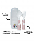 Zoli Ergonomic Fork & Spoon Set With Travel Case-Blush